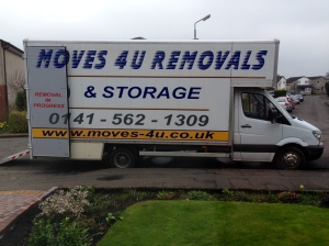 Moves 4 U van arrives at our new home